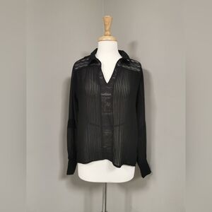 ZARA Black Sheer Blouse w Lace details